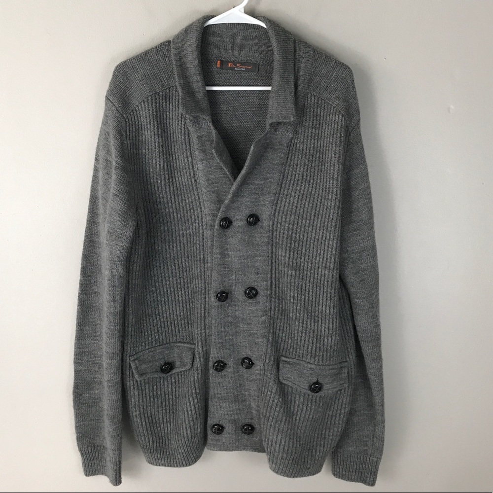 Ben Sherman grey long sleeve cardigan sweater XL